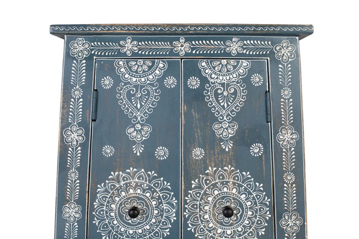 GINER Y COLOMER Mueble auxiliar de madera de mango y MDF Azul y blanco